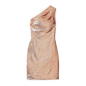 Haney NWT Sequin One-Shoulder Mini Dress in Copper Size 6